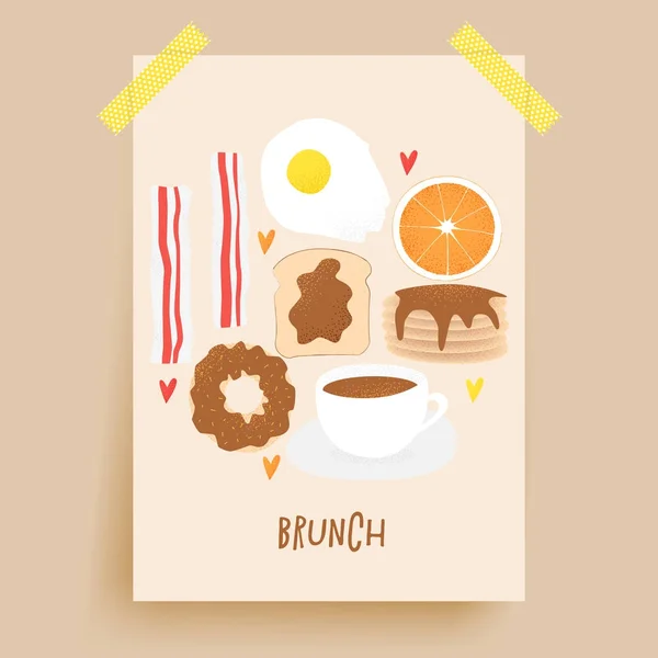 Frühstücksvektorkonzept Brunch Illustration Mit Donut — Stockvektor