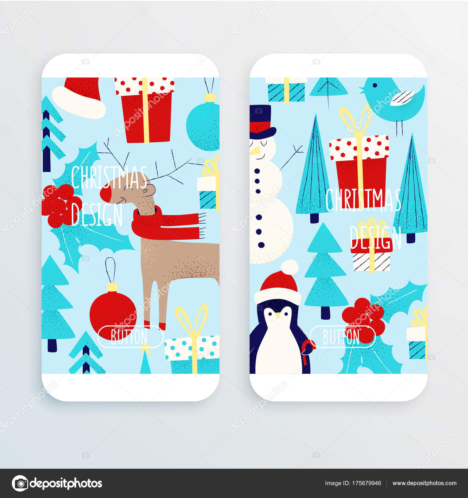 Modèle Noël Avec Bonhomme Neige Penguin Cerf Fond écran