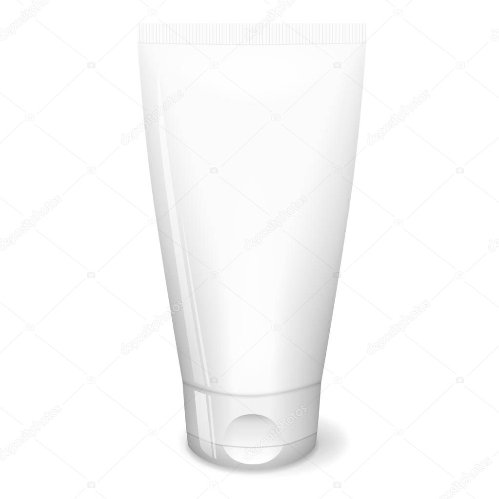 White tube cream, cosmetics mockup design, vector concept, 3d