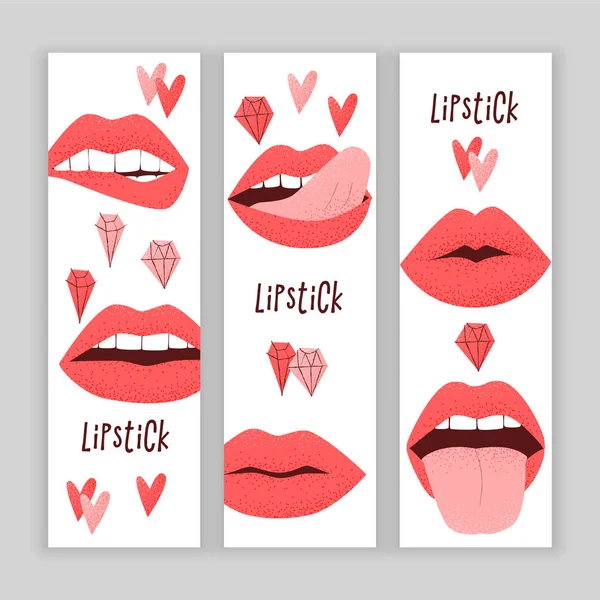 Lábios Com Batom Vermelho Anúncio Conceito Sexy — Vetor de Stock