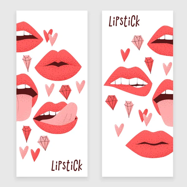 Labios Con Lápiz Labial Rojo Publicidad Concepto Sexy — Archivo Imágenes Vectoriales