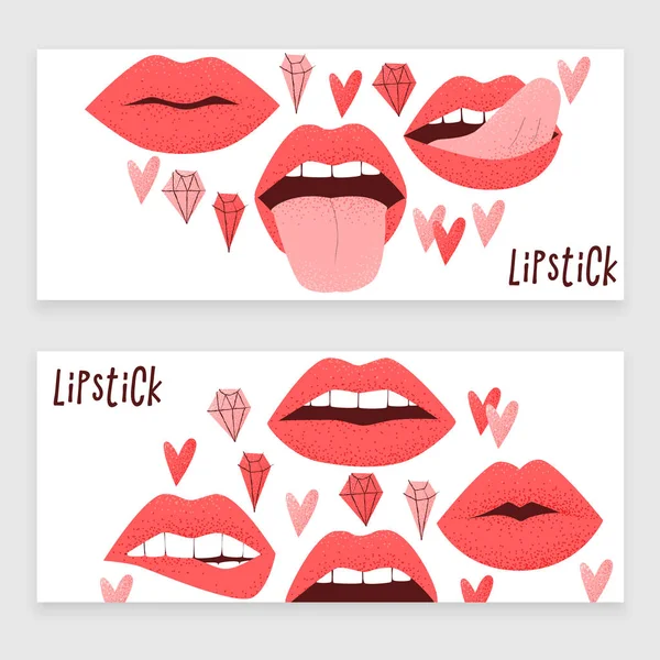 Labios Con Lápiz Labial Rojo Publicidad Concepto Sexy — Archivo Imágenes Vectoriales