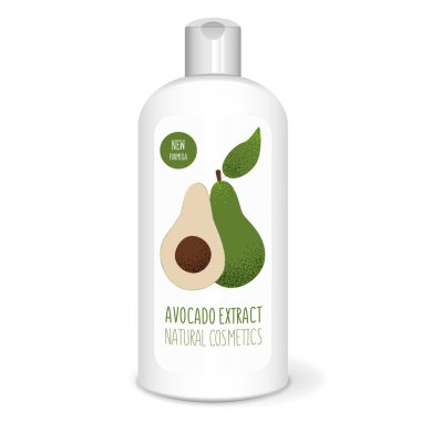 Şampuan şişesi ile avokado