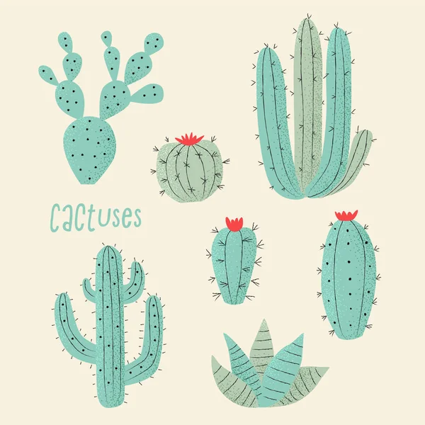 Cactus plants with hearts — Stock Vector