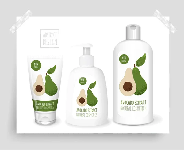 Avocado shampoo bottles — Stock Vector