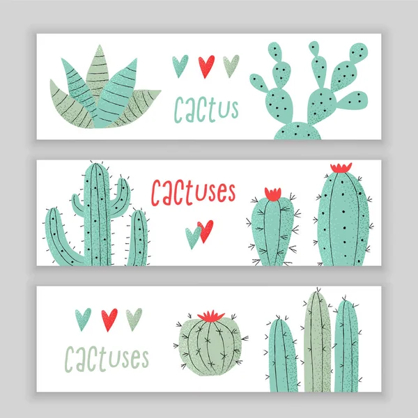 Cactus plants with hearts — Stock Vector