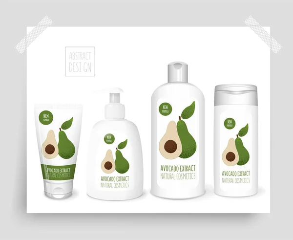 Cosmetics poster with avocado bottles — Stock Vector