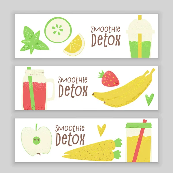 Detox Smoothie Vector Colorful Concept Cartoon Style Design — Stock Vector