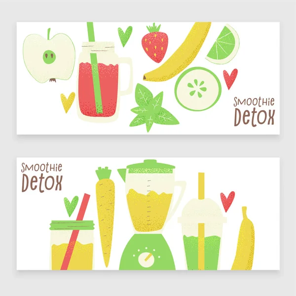 Detox Smoothie Conceito Colorido Vetorial Design Estilo Desenho Animado — Vetor de Stock