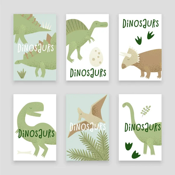 Set Templates Tyrannosaurus Rex Triceratops Diplodocus Vector Illustration — Stock Vector