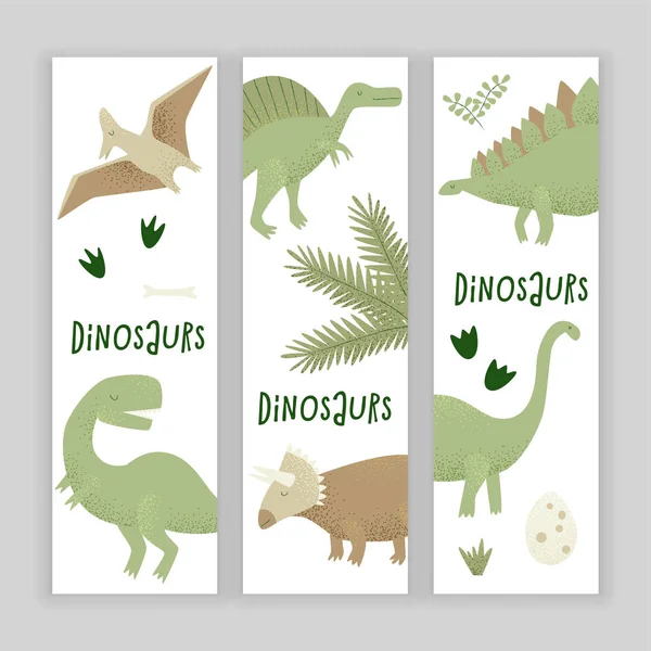 Conjunto Plantillas Con Dinosaurios Sobre Fondo Blanco Ilustración Vectorial — Vector de stock