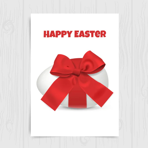 Easter Card Egg Red Bow Vector Illustration — Stock Vector