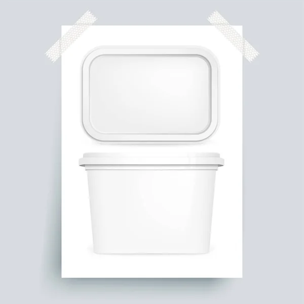 黄油盒 白色矢量模拟 容器模板 — 图库矢量图片