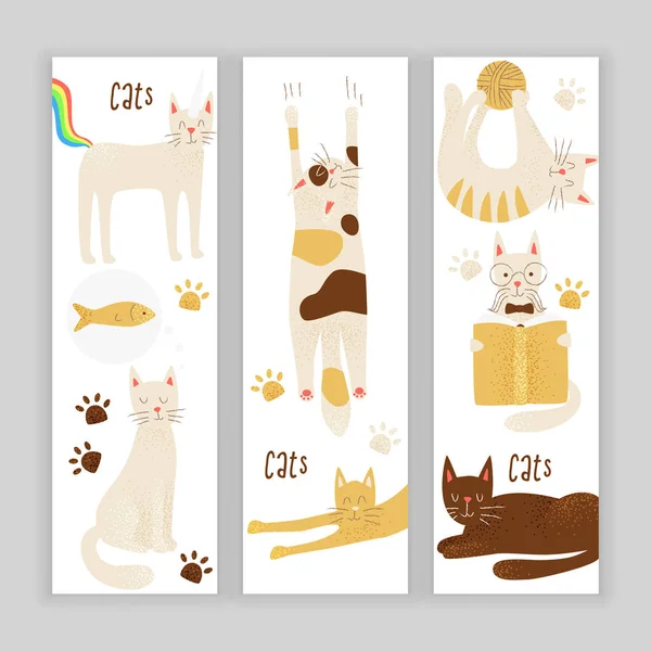 Conceito Banner Vetorial Gatos Design Amigável Infantil — Vetor de Stock