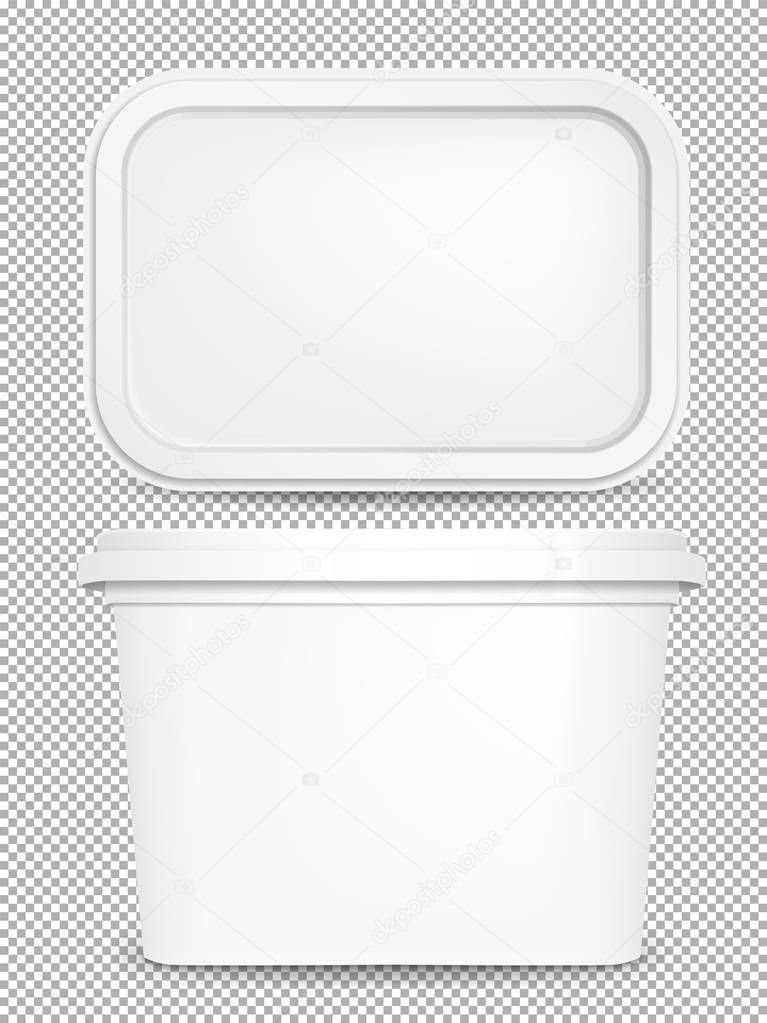 Butter box, white vector mock up, 3d container template