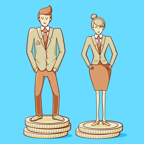 ジェンダー ギャップ 男と女は 異なる給与 ジェンダーの不平等になっています ベクトル図 — ストックベクタ