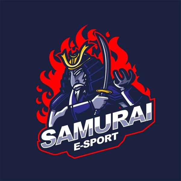 サムライナイトロゴ Eスポーツゲームマスコットのロゴ — ストックベクタ