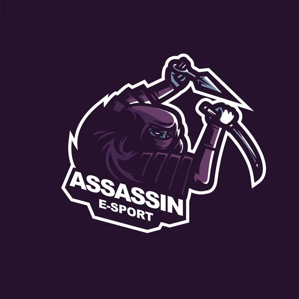 Logotipo Asesino Japonés Para Sport Juego Logotipo Mascota — Vector de stock