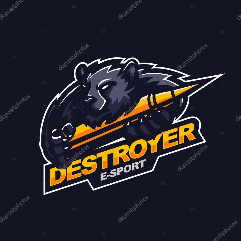 Grizzly bear logo for e-sport gaming mascot logo