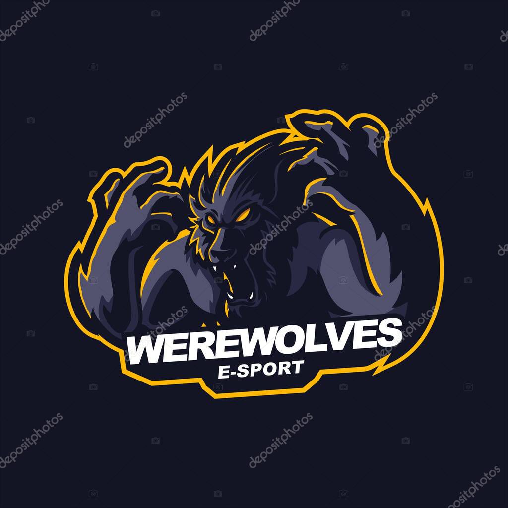 Werewolves logo for e-sport gaming mascot logo
