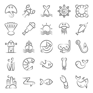 Denizaltı Doodle Simgeleri Paketi 