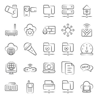 Modern Teknoloji Doodle Simgeleri Paketi