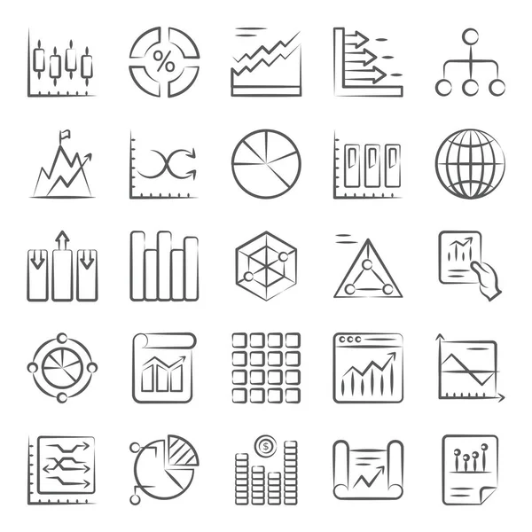 Data Presentation Doodle Icons Pack — Stock vektor
