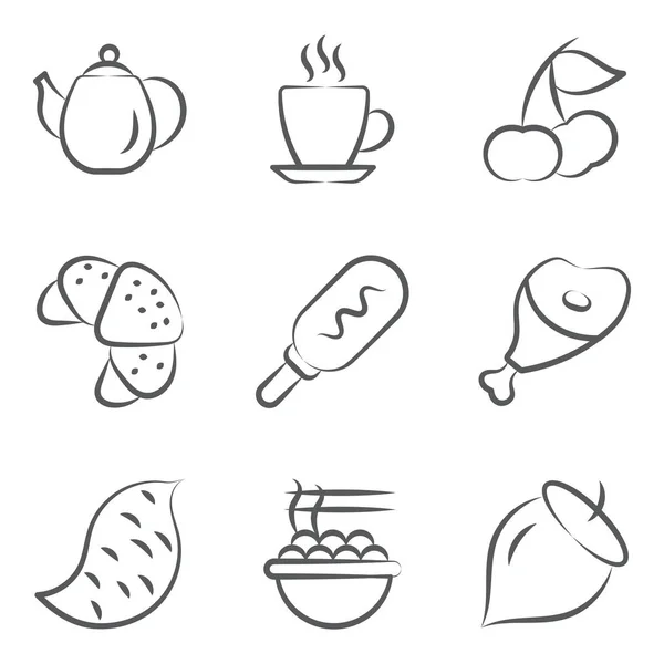 Alimentos Bebidas Saludables Doodle Iconos Pack — Vector de stock