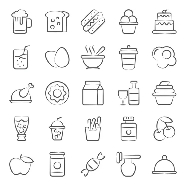 Comida Bebidas Doodle Iconos Pack — Vector de stock