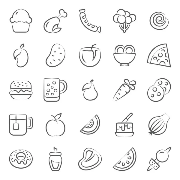 Comida Gostosa Bebidas Doodle Icons Pack — Vetor de Stock