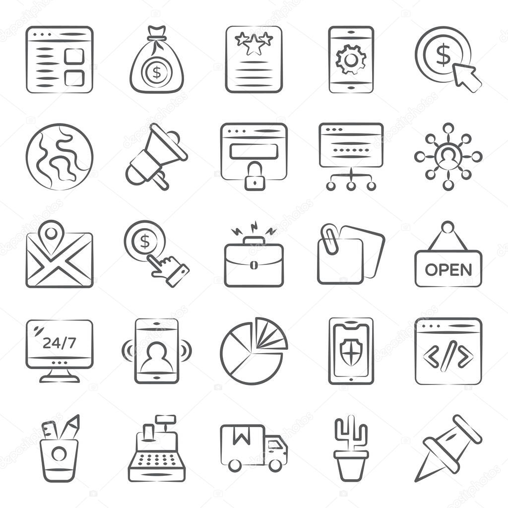 Pack Of Web Doodle Icons 