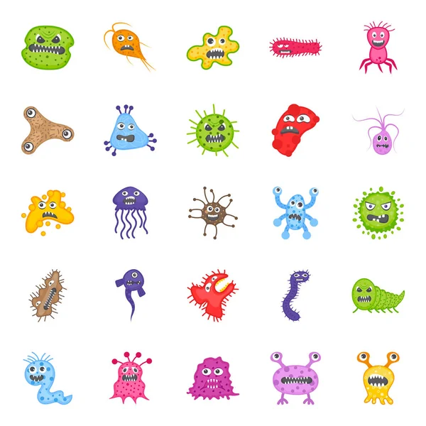 Have Look Pack Germs Flat Icons Displaying Captivating Editable Symbolism — Stock Vector