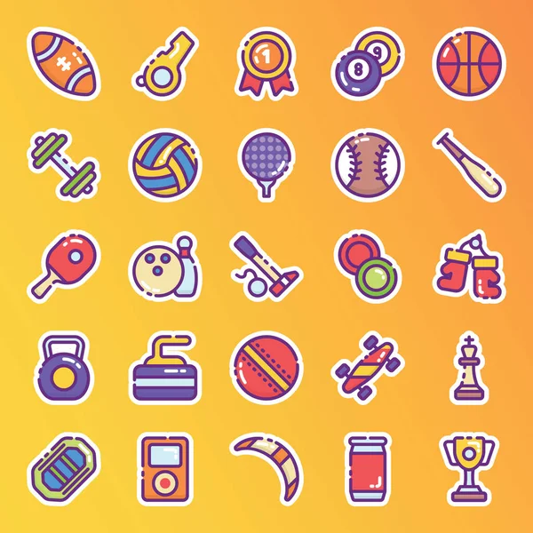 Cool Icons Pack Portraying Sports Modern Flat Style Best Thing — Stock Vector