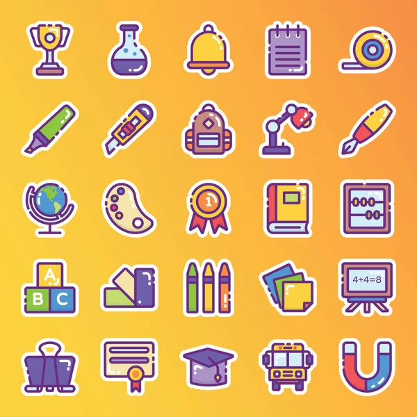 Cool Icons Pack Portraying Education Modern Flat Style Best Thing — Stock Vector