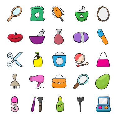 Burada moda aksesuarları karalama ikonlarımız var. Güzellik ve moda ile ilgili düzenlenebilir vektörler var. Şimdi yakala..