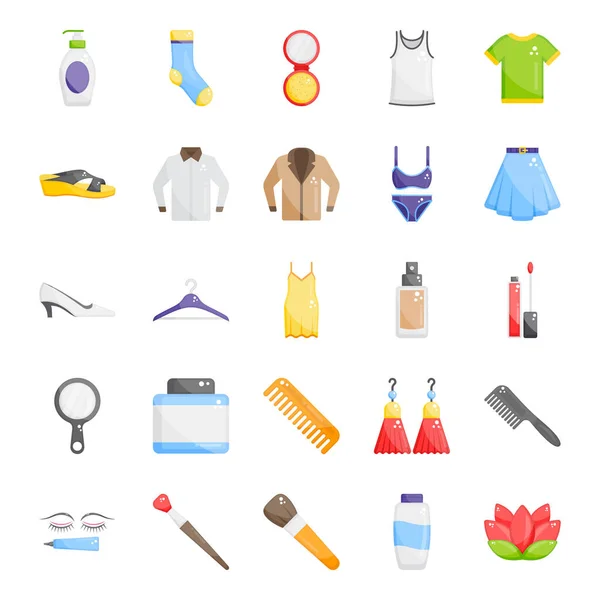 Het Presenteren Van Een Mooie Mode Accessoires Flat Icon Pack — Stockvector