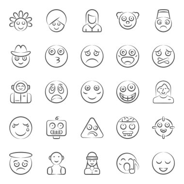 Get your best facial expression doodle line icons pack. Editable icons are easy to use in associated projects. Hold it for a never ending effect on your esthetics clipart svg vector 