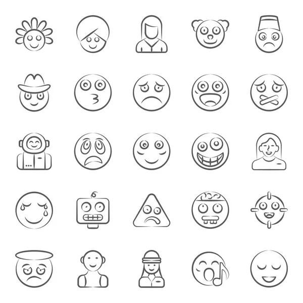 Get Your Best Facial Expression Doodle Line Icons Pack Editable — Stock Vector
