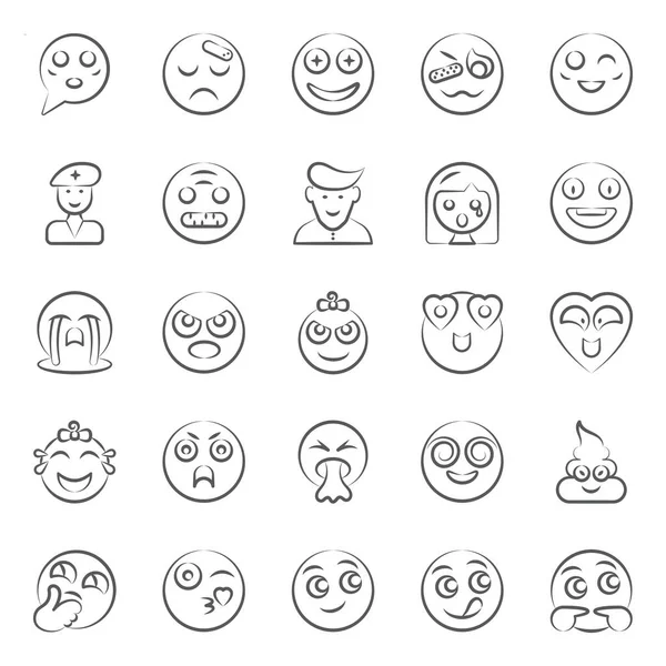 Get Your Best Cute Facial Expression Icons Pack Editable Icons — Stock Vector