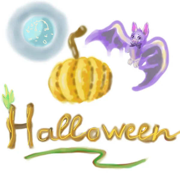 Boldog Halloween üdvözlőlapot. Parti dekoráció. Vadon élő állatok jellege. — Stock Fotó
