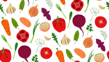 Ingredients for preparation of borscht. Different colorful vegetables clipart set. Healthy food concept.  clipart