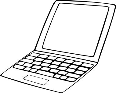 Beyaz arkaplanda karalama tarzında dizüstü bilgisayarın vektör illüstrasyonuName.