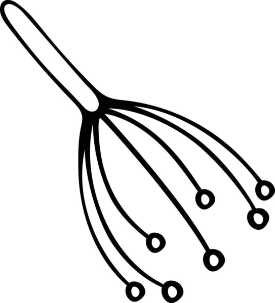 Dispositivo Massagem Cabeça Desenhado Mão Única Ilustração Vetorial Doodle —  Vetores de Stock