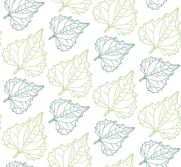 Leaf Vector Seamless Pattern Hand Drawn Style Simple Fabric Design — Stock Vector
