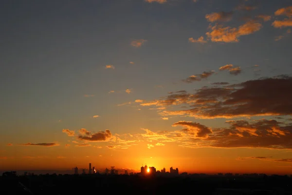 Silueta panorama města Melbourne — Stock fotografie