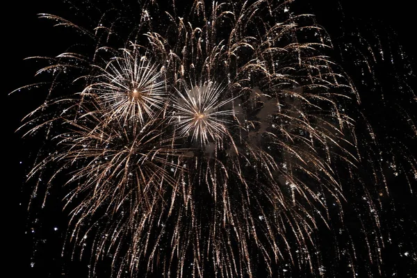 The white fireworks show the magic of the fire. The image features rain night.