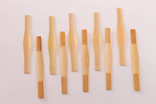 Ten Bamboo Canes Cut Strips Handicrafts Able Make Canes Bassoon — Stock Photo, Image