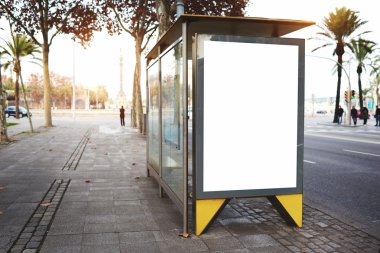  kentsel kurma, bir otobüs durağı, genel bilgi billboard boş poster afiş temizleyin 