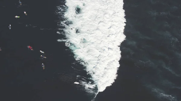 Группа серферов стремится к океану — стоковое фото
