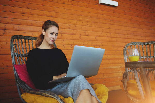 Cheerful female freelancer